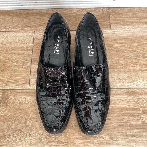 Amalfi By Rangoni Womens Black Patent Leather Faux Snakeskin Loafers Size 8 - Picture 2 of 8